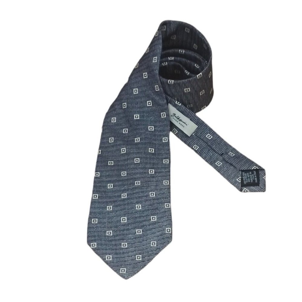 BALDESSARINI HUGO BOSS Gray Geometric Silk Tie ITALY 61"/ 3.7" EC - Picture 6 of 10